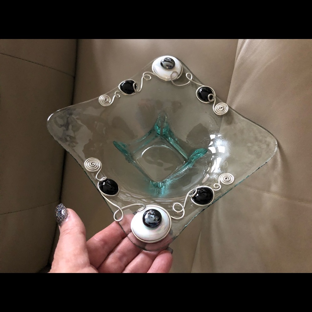 Ornate glass dish